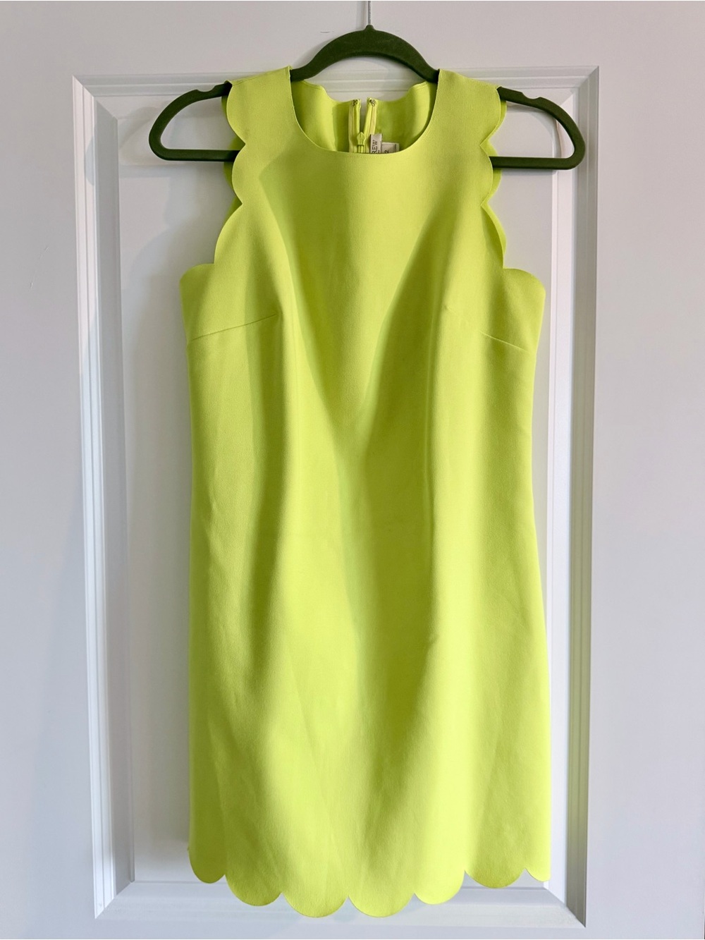 J. Crew Neon Lime Scalloped Sleeveless Mini Dress